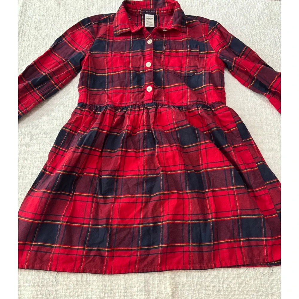 OshKosh & Carters Girls Red Plaid Holiday Dress Bundle Size 6 6X Lot of 2
